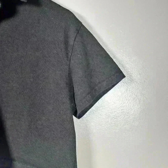 ARITZIA SUNDAY BEST Preppy Boxy Black Crop Polo Collar Button Up Top Women XS - Picture 3 of 8